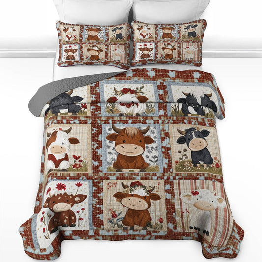 Uni All Season Quilt 3-Piece Set Cute Cow