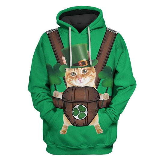Uni Happy St Patrick's Day Cute Cat 3D Shirt