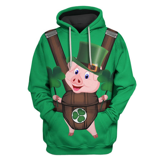 Uni Happy St Patrick's Day Cute Pig 3D Shirt
