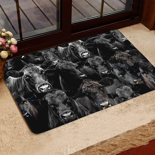 BUNCH OF ANGUS CATTLE DOORMAT