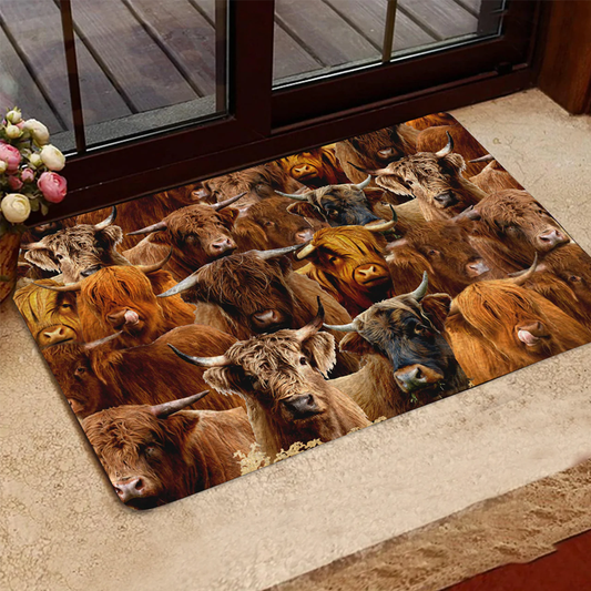 BUNCH OF HIGHLAND CATTLE DOORMAT