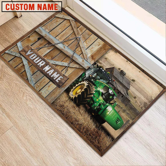 Uni Farm Tractor Barn Custom Name Doormat