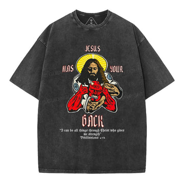 Jesus Has Your Back Christian Washed TShirt  