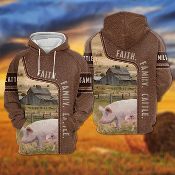 Uni Pig Faith Family Cattle Personalized 3D Hoodie