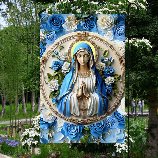 Uni Garden Flag 12" x 18" - Peaceful Virgin Mary Roses