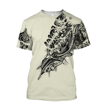 UniJames All Over Printed Mechanic Tattoo Hoodie For Men and Women TN