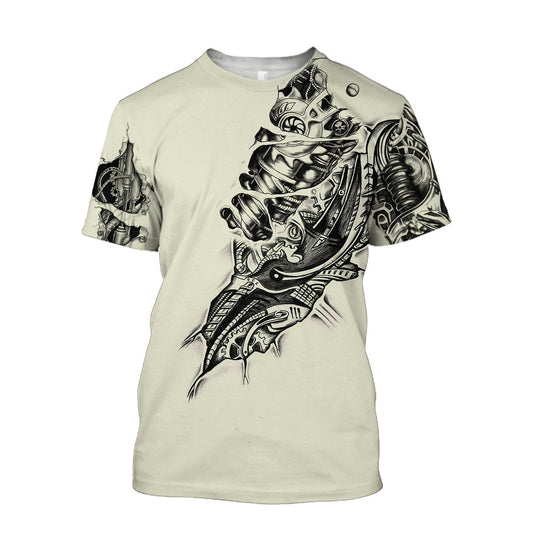 UniJames All Over Printed Mechanic Tattoo Hoodie For Men and Women TN