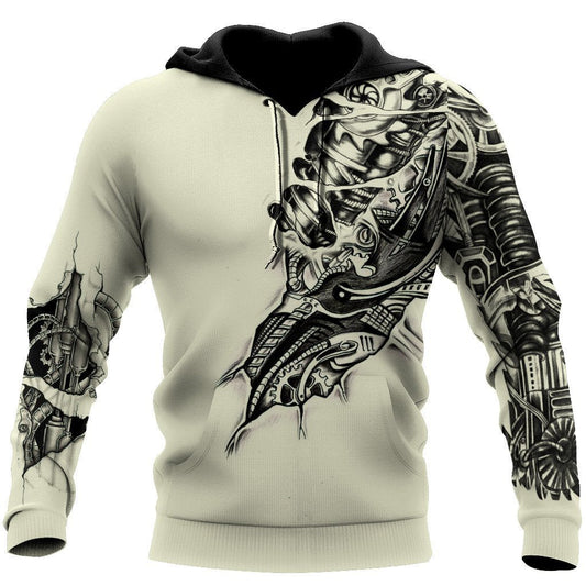 UniJames All Over Printed Mechanic Tattoo Hoodie For Men and Women TN