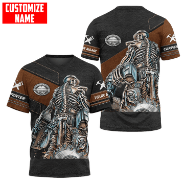 UniJames Customized Name Skull Carpenter Unisex Shirts Leather Texture