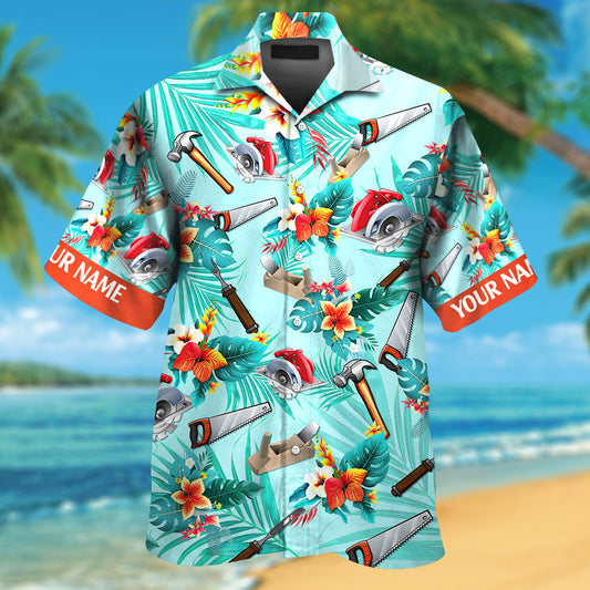 UniJames Custom Name Carpenter Colorful Hawaiian Shirts for Men & Women