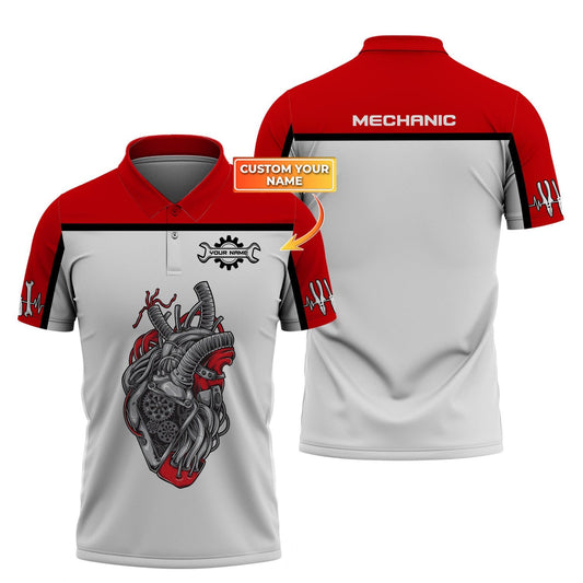 UniJames Man Shirt, Custom Name Mechanic Polo Shirt, Mechanic Work Shirt, Mechanic Workwear