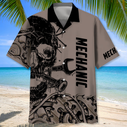 UniJames Mechanic Skull Hawaiian Shirt