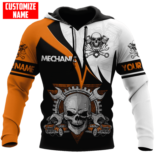 UniJames Mechanic Skull Custom Name Auto Mechanic Unisex Shirts