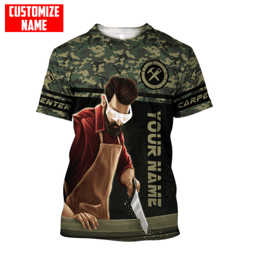 UniJames Personalized Name Carpenter Unisex Shirts Green Camo