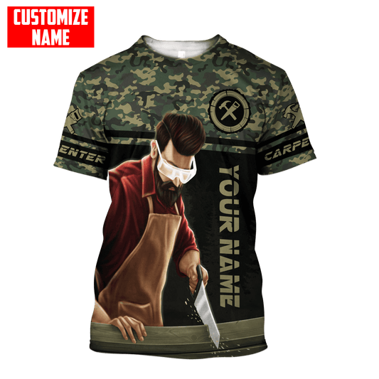 UniJames Personalized Name Carpenter Unisex Shirts Green Camo