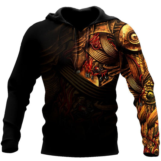 UniJames All Over Printed Steampunk Mechanic Tattoo Hoodie For Men and Women TN