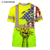 UniJames Cautious Green Mechanic Personalized Name And Flag 3D Over Printed Shirt No