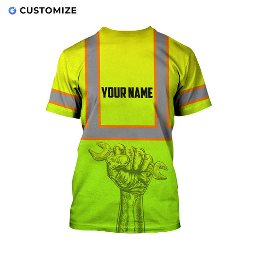 UniJames Cautious Green Mechanic Personalized Name And Flag 3D Over Printed Shirt No