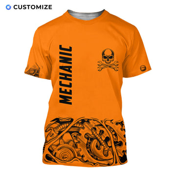 UniJames Orange Steampunk Mechanic Personalized Name Flag 3D Over Printed Shirts No
