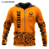UniJames Orange Steampunk Mechanic Personalized Name Flag 3D Over Printed Shirts No