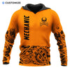 UniJames Orange Steampunk Mechanic Personalized Name Flag 3D Over Printed Shirts No