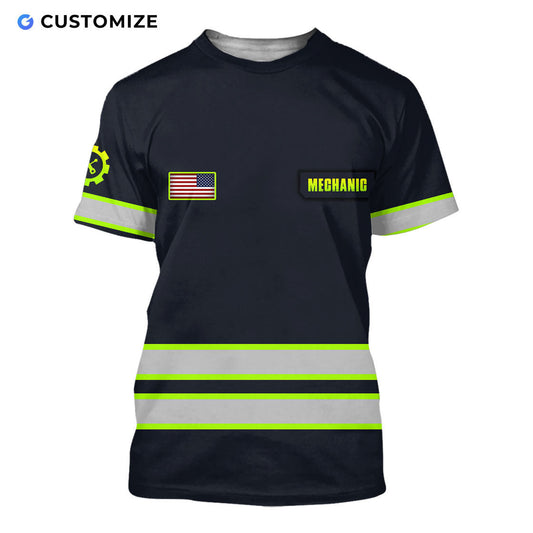 UniJames Mechanic Is My Job Personalized Name N Flag 3D Over Printed Shirts No