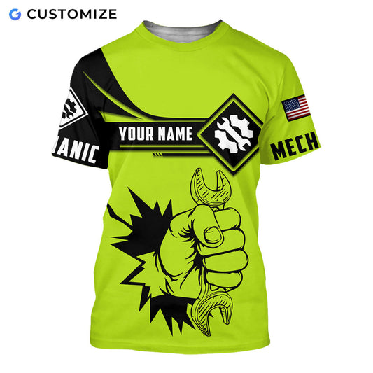 UniJames Mechanic Is My Choice Personalized Name Flag 3D Over Printed Shirts No