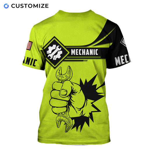 UniJames Mechanic Is My Choice Personalized Name Flag 3D Over Printed Shirts No