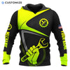 UniJames Mechanic Loves Work Green Personalized Name Flag 3D Over Printed Shirts No