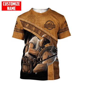 UniJames Personalized Name Carpenter Unisex Shirts Brown Leather Ver