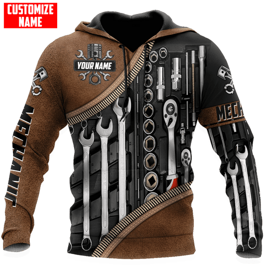 UniJames Personalized Name Mechanic Unisex Shirts Leather