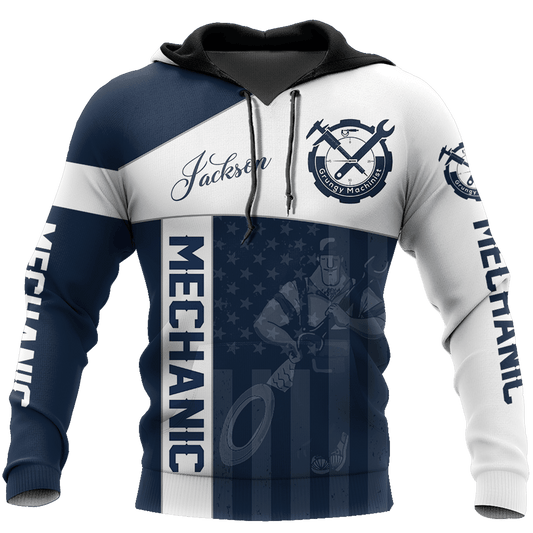 UniJames Personalized Name American Mechanic Unisex Shirts Blue