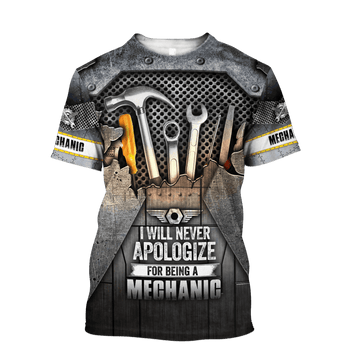 UniJames Personalized Name I Will Never Apologize For Being A Mechanic Shirts Metal