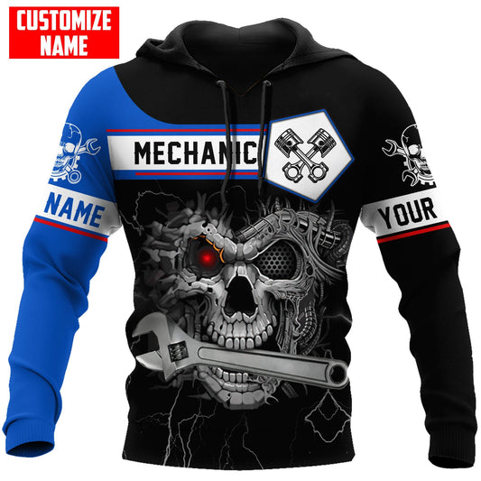 UniJames Mechanic Skull Customized Name Auto Mechanic Unisex Shirts