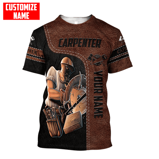 UniJames Personalized Name Carpenter Unisex Shirts Leather Texture