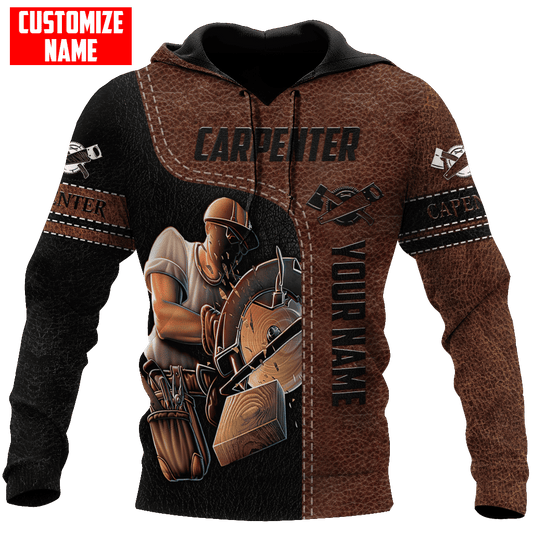 UniJames Personalized Name Carpenter Unisex Shirts Leather Texture