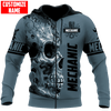 UniJames Personalized Name Mechanic Skull Just The Tip I Promise Unisex Shirts Blue