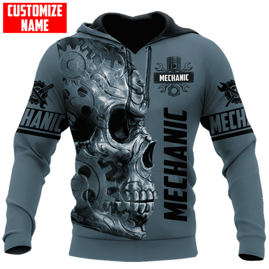 UniJames Personalized Name Mechanic Skull Just The Tip I Promise Unisex Shirts Blue