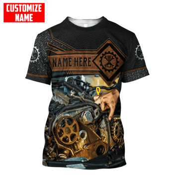 UniJames Personalized Name Mechanic Shirts Leather Metal Pattern
