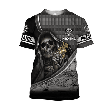 UniJames Personalized Name Mechanic Skull Unisex Shirts