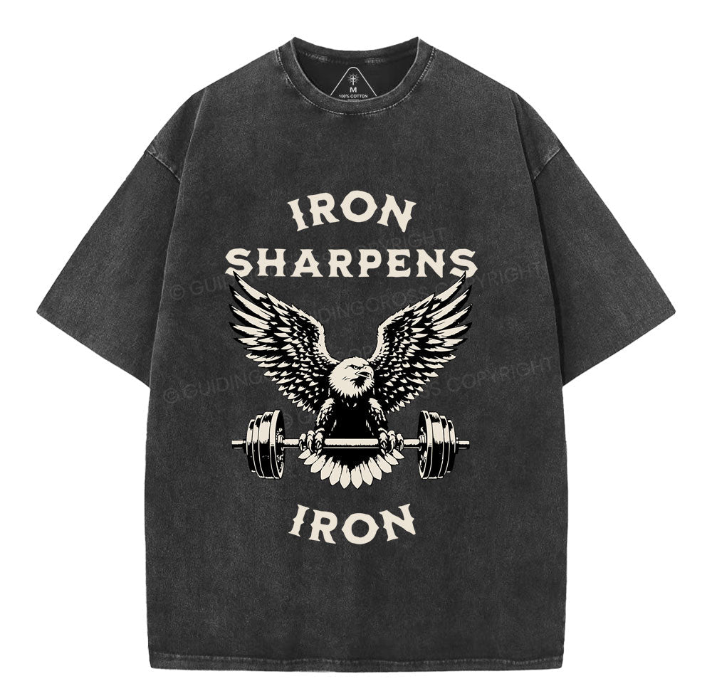 Iron Sharpens Christian Washed T-Shirt Sale - GuidingCross