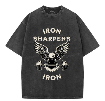 Iron Sharpens Christian Washed T-Shirt Sale - GuidingCross
