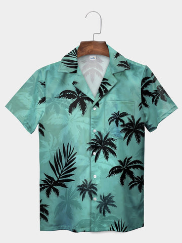 UniJames Green Paradise Silhouetted Palms Hawaiian Shirt