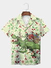 UniJames Green Santa Riding Dinosaur Gift Christmas Short Sleeve Aloha Shirt
