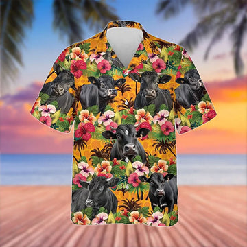 Uni Black Angus Cattle 3D Hawaiian Flower Shirt