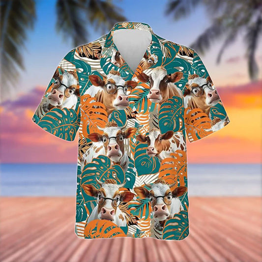 Uni Shorthorn Blue 3D Hawaiian Flower Shirt