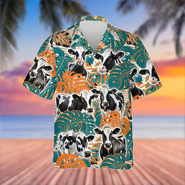 Uni Holstein Blue 3D Hawaiian Flower Shirt