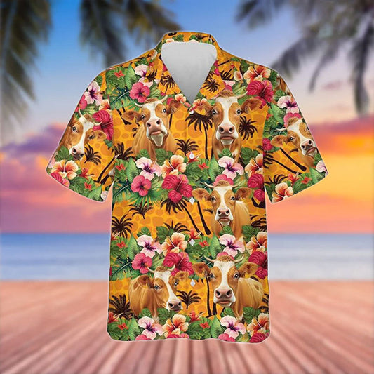 Uni Limousin Cattle 3D Hawaiian Flower Shirt