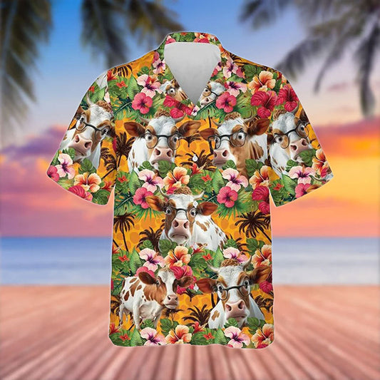 Uni Shorthorn Cattle 3D Hawaiian Flower Shirt