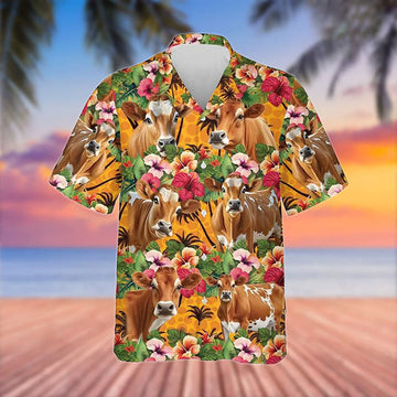 Uni Jersey Cattle 3D Hawaiian Flower Shirt